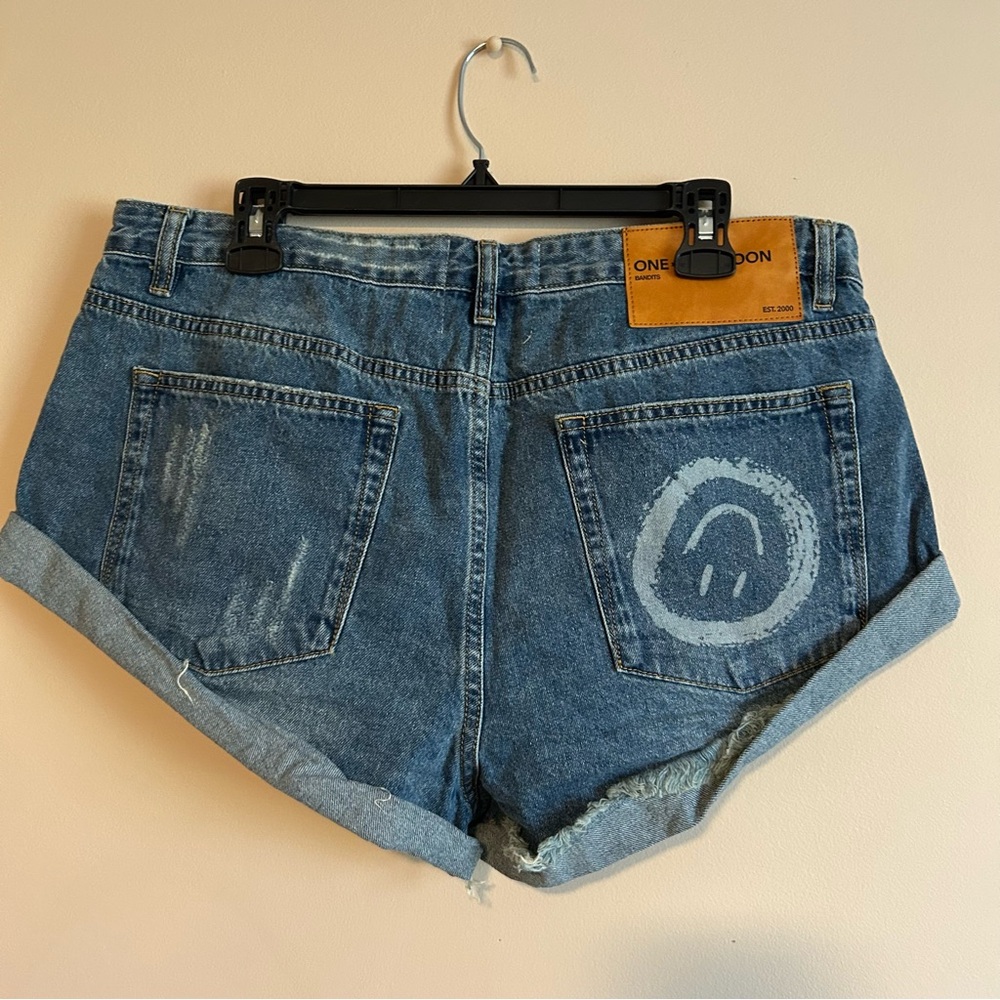 One + Teaspoon Bandit Smiley Pacifica Low Waist Jean Shorts Size 32